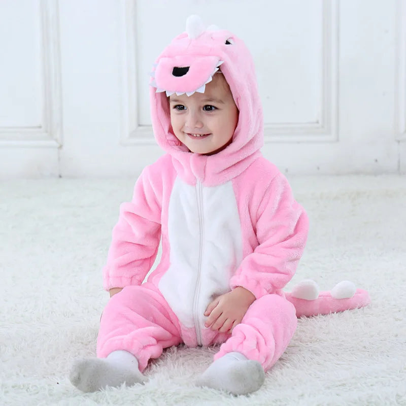 Halloween Baby Rompers Kigurumis Lovely Dinosaur Cartoon Pajamas Clothes Infant Boys Girls Baby Onesie Romper Newborn Hooded