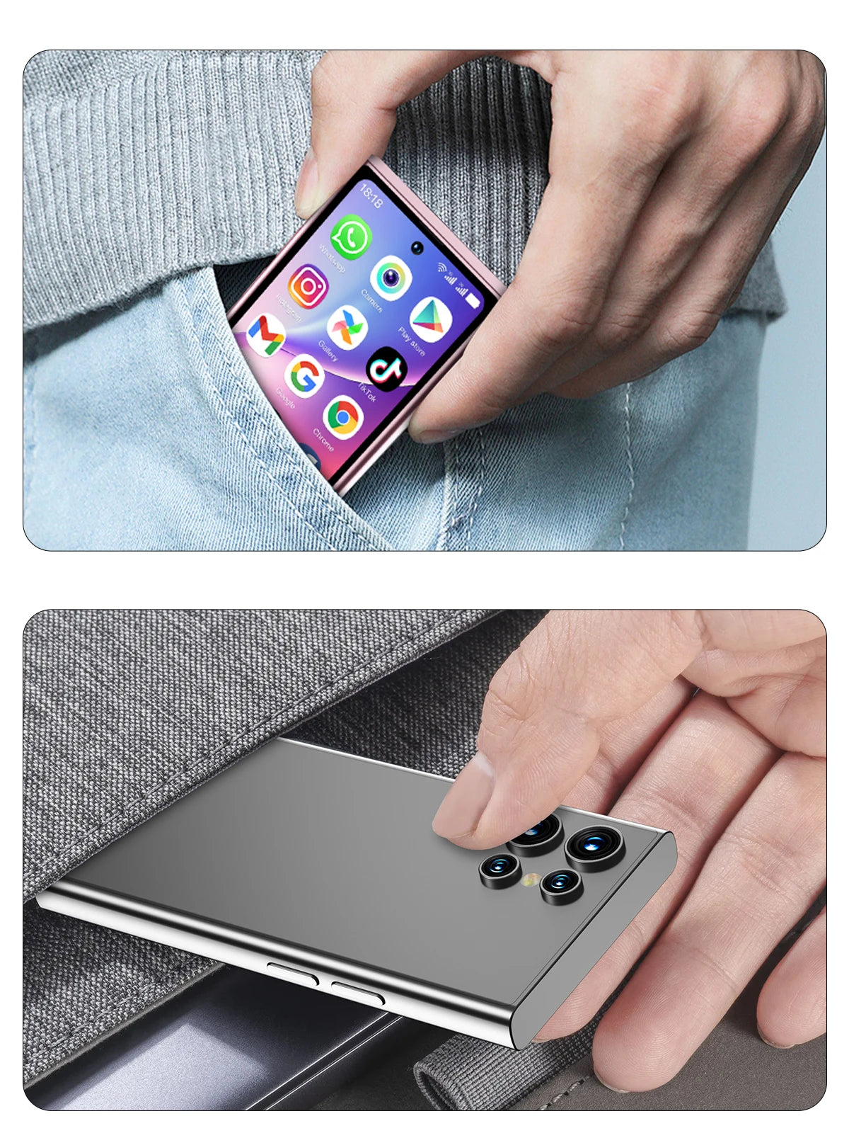 SERVO S27 Mini Android OS Cute Smartphone 4G LTE 3GB+64GB Play Store GPS WiFi Face ID 4.0"  Small Smart Phones Dual SIM Standby