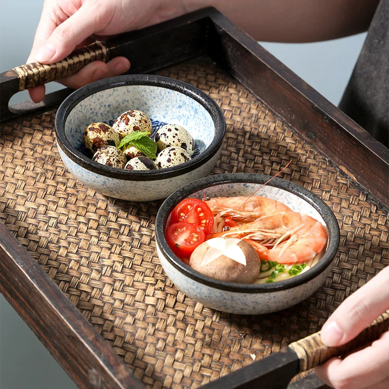 Japanese Ceramic Bowl Creative Sea Ripples Rice Bowls Restaurant Home Dessert Snacks Plate Home Kitchen Supplies Tableware