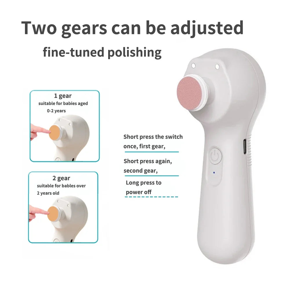 Rechargeable 6 In 1 Electric Baby Nail Trimmer, Low Noise Safe Nail Sharpener, Multifunctional Infant Kids Nail Care Cutter
