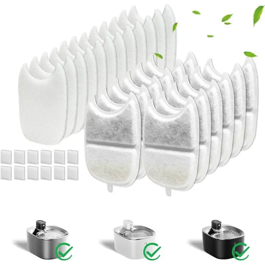 12 Pack Cat Water Fountain Filter & 12 Pump Filter Sponges Replacement, Cat Dog Pet Drinking Fountain for 135 fl oz/4L cat bowl
