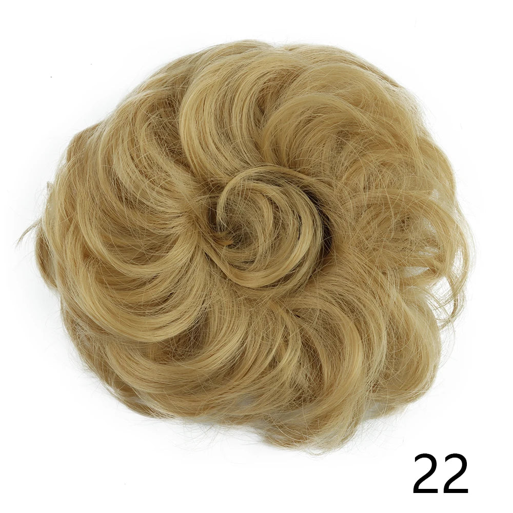 Synthetic Hair Bun Wig Donut Wavy Elastic Rubber Scrunchie Hair Pieces Ladies Ponytail Hair Extension Curly Wrap