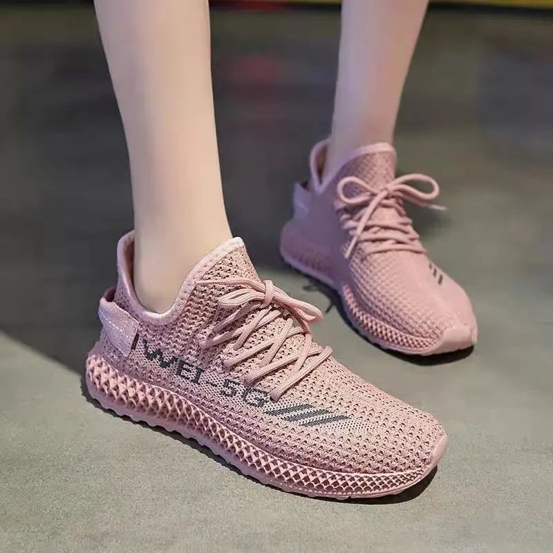 Women's Sneakers 2023 New Fashion Breathable Trainers Comfortable Sneakers Women Mesh Fabric Lace Up Female Footwear Women Shoes
