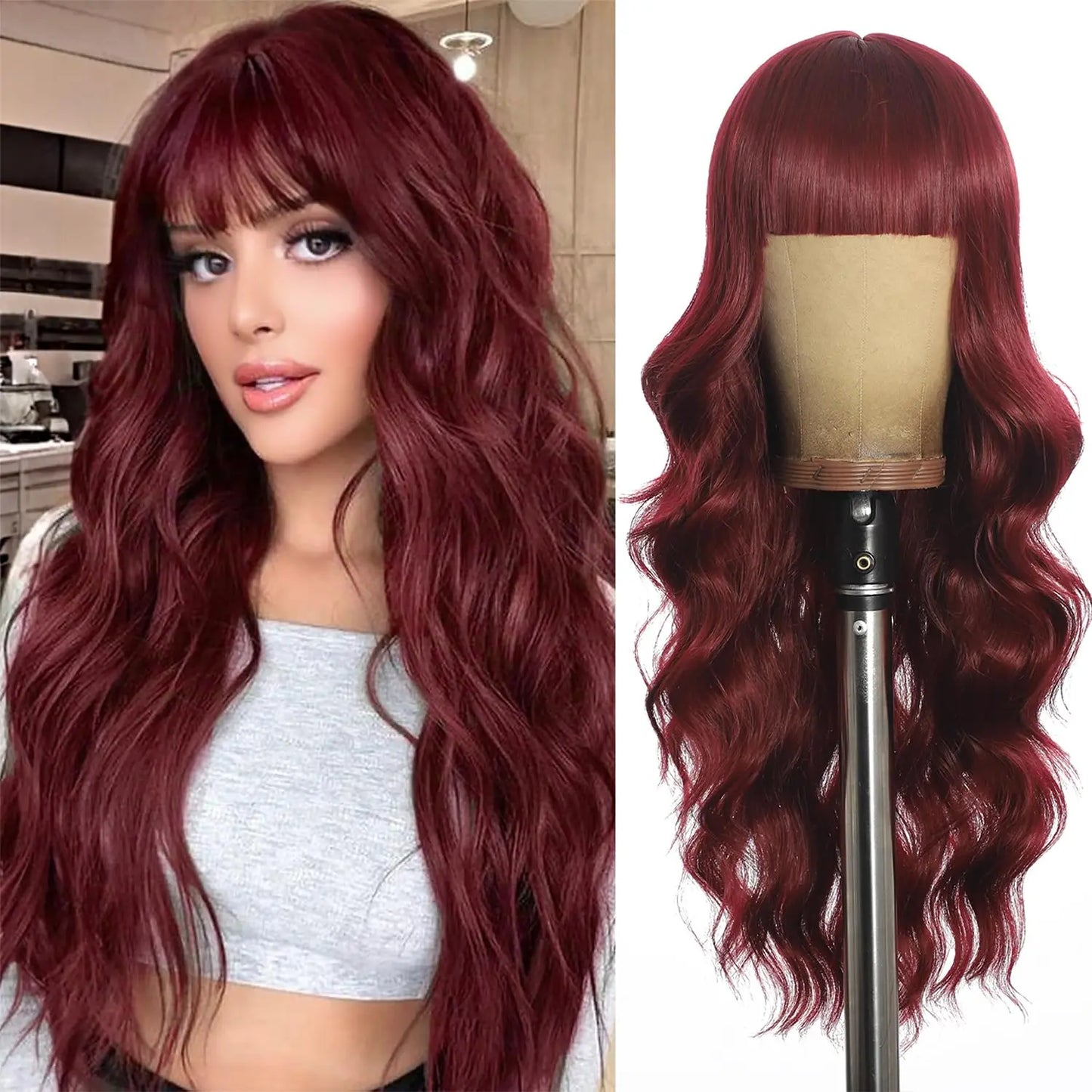 Black long curly hair synthetic wig for Halloween cosplay, costume party wig, high-temperature hair accessory