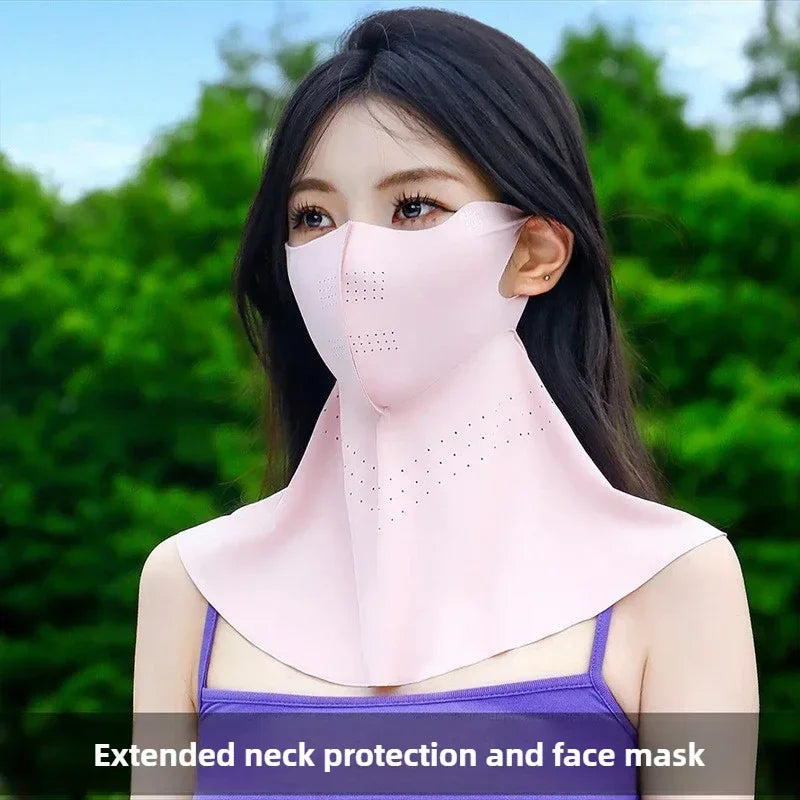 UPF50+ Ice Silk Sunscreen Mask Summer Riding Neck Guard One-piece Mask for Driving Fishing And Mountaineering Sun Protection