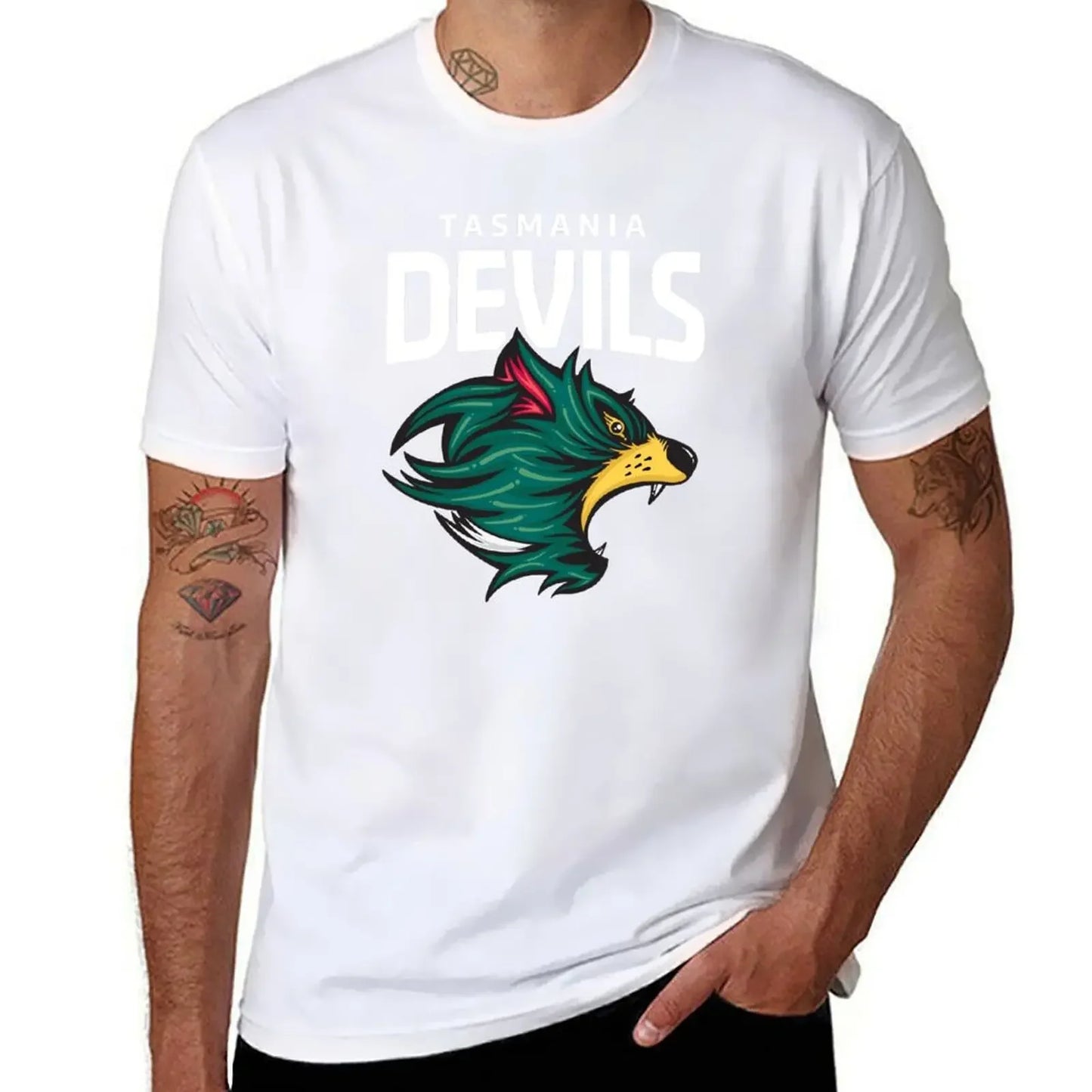 Tasmania Devils Football Club White Lettering T-Shirt summer clothes oversizeds shirts graphic tees cute tops men workout shirt