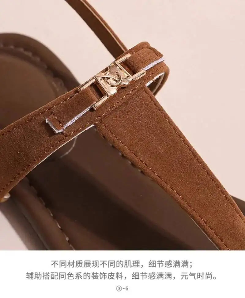 2025 Women's Shoes Fashion Daily Sandals Women Buckle Strap Flat With Outdoor Open Toe Female Shoe