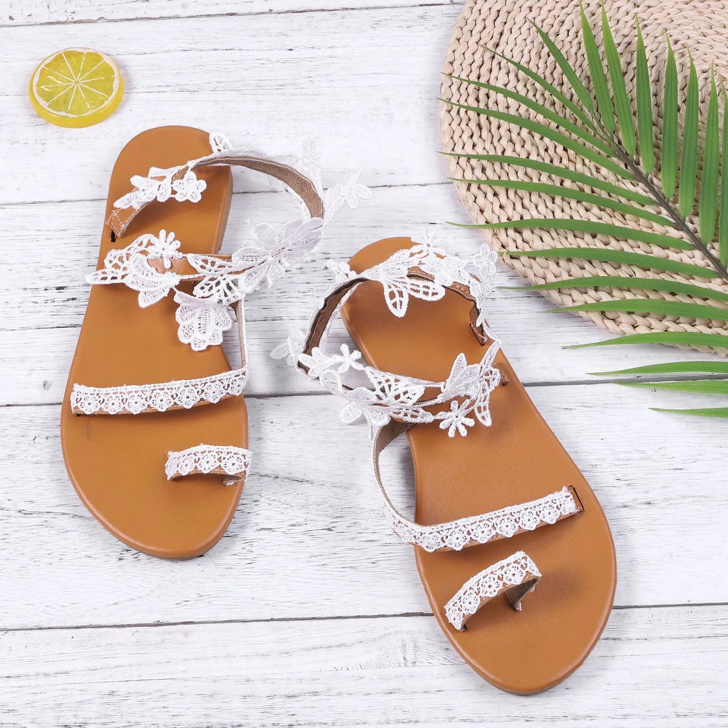 Open Beach Summer Sandals Slip On Female Shallow Mouth Side Empty Clip Toe Slippers Holiday Vacation Comfort Casual Shoes