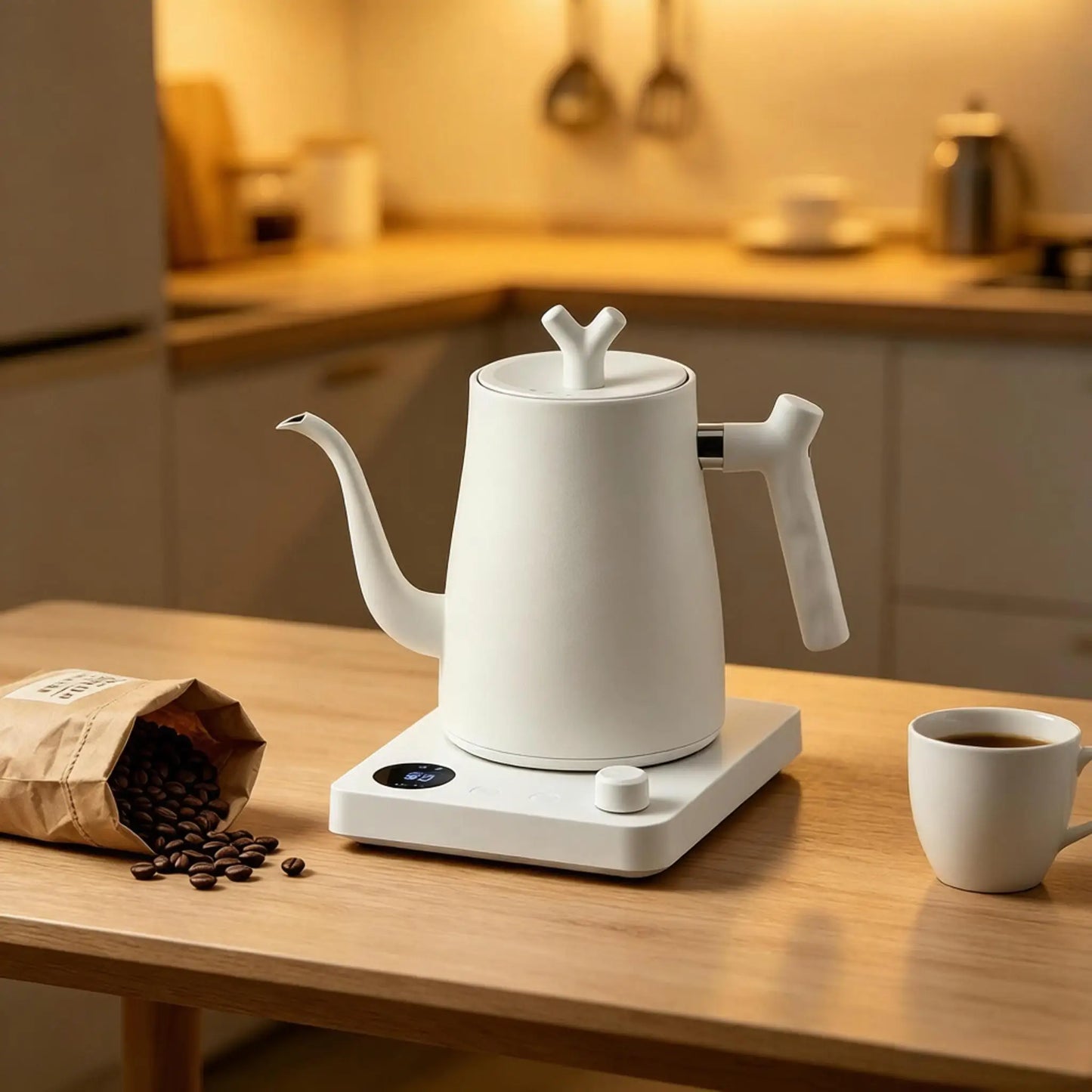 Smart Electric Gooseneck Kettle 1L 1000W, Stainless Steel Pour Over Coffee/Tea, 40-100°C Temp Control, Auto Shut-Off