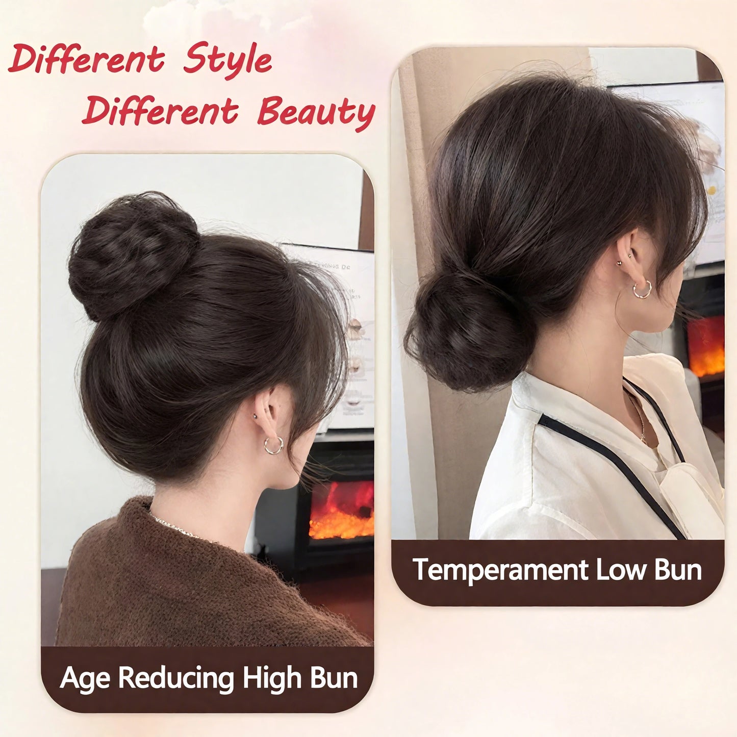 Women Fake Hair Elastic Band Bun Headband Easy to Shrink Puffy Hair Simulation Hairdressing Tool Bun Style Hairband by Mr.Magic