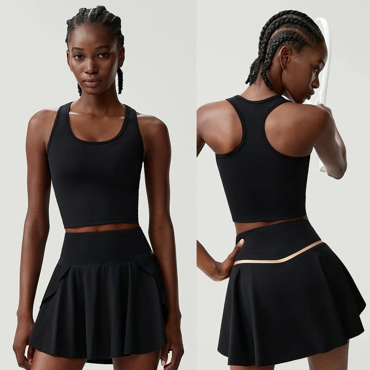 Tennis Skirt Set for Women Quick-drying Badminton Golf Sports Skirt Fitness Breathable Tank Top Bra Workout Pleated Skorts Suit