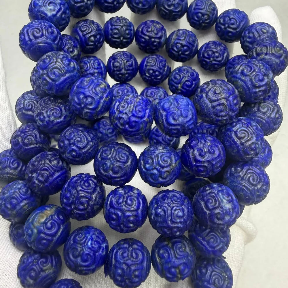Natural Imperial Blue Lapis Lazuli Carved Loose Beads Stone Afghanistan Origin Fashion Jewelry DIY Auspicious Prestyle & Meihan