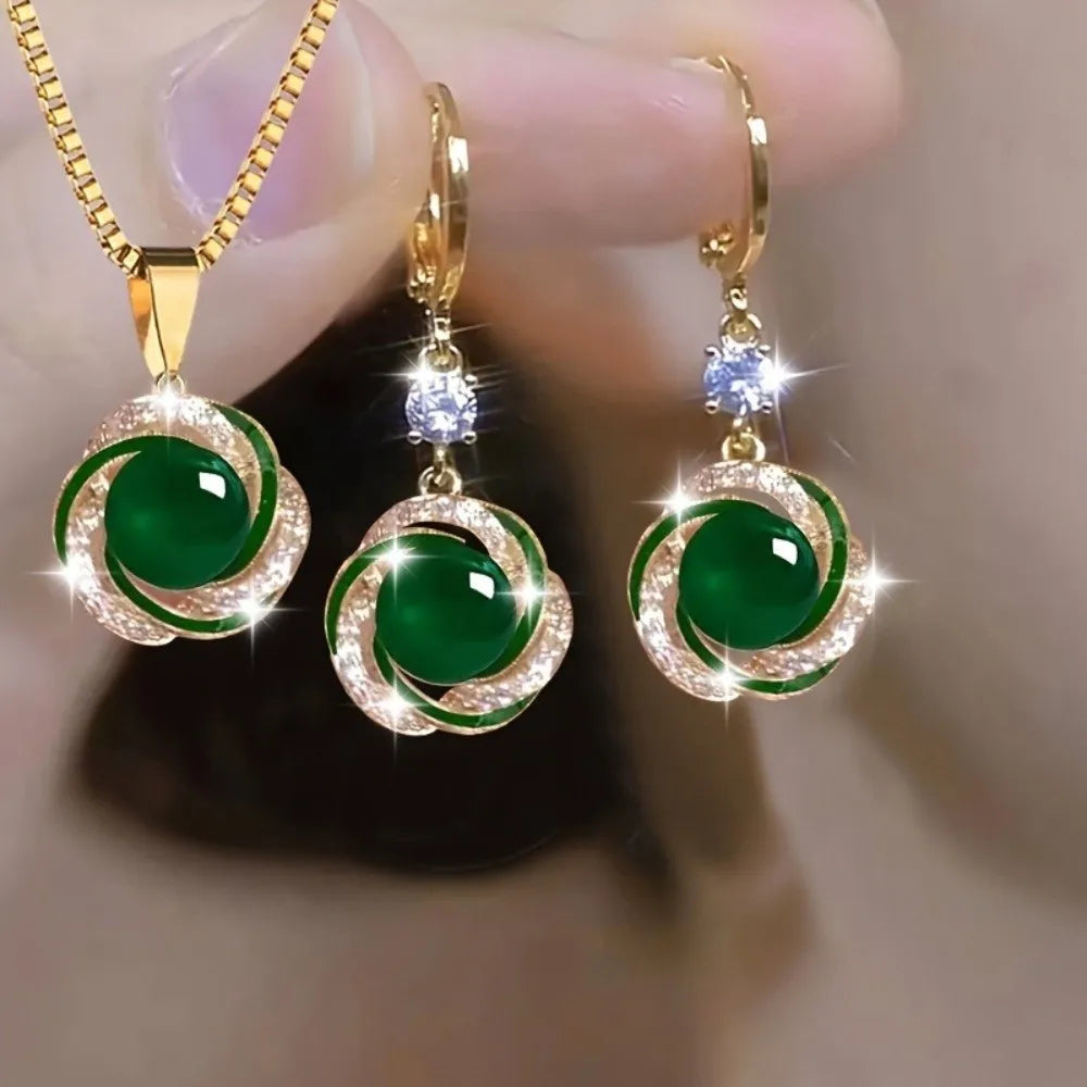 Gifts Versatile Zircon Jewelry Sets Dainty Trendy Imitation Pearl Jewelry Sets Elegant Shining Necklace Earrings Sets Evening