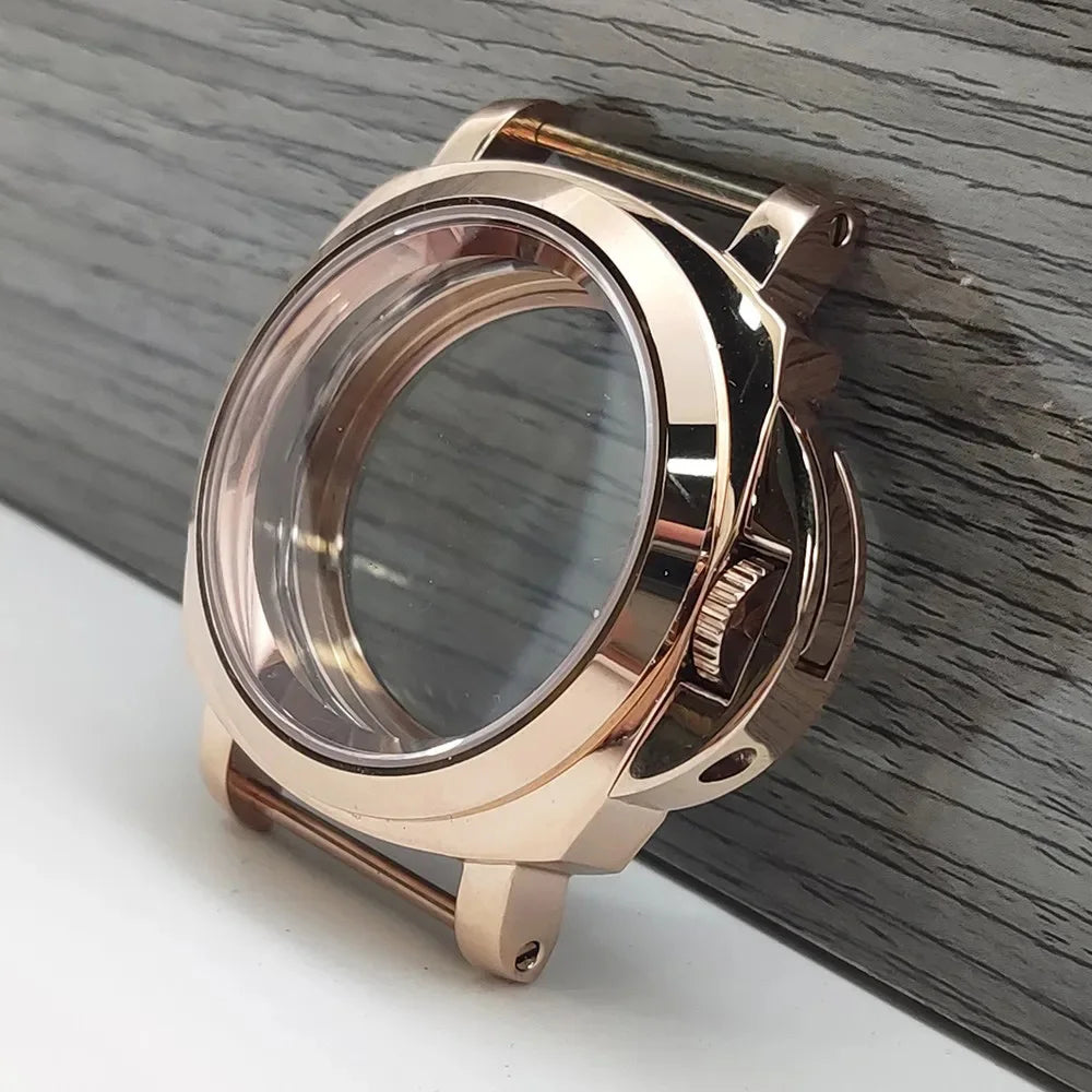 For Panerai Style 40mm Stainless Steel Watch Case with Crown Guard Bridge, Fit NH35 NH36 Movement, Watch Mod Parts