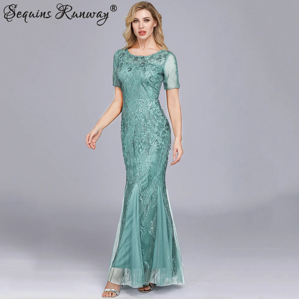 Sexy vintage Maxi Sequin cocktail Dress bridesmaid Prom Dresses for Women Casual Party Long sleeve club Bodycon Dress vestidos