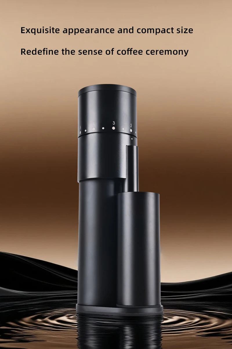 New Black Aluminum Electric Automatic Burr Mill Grinder Adjustable Stainless Steel Blades Coffee Grinder