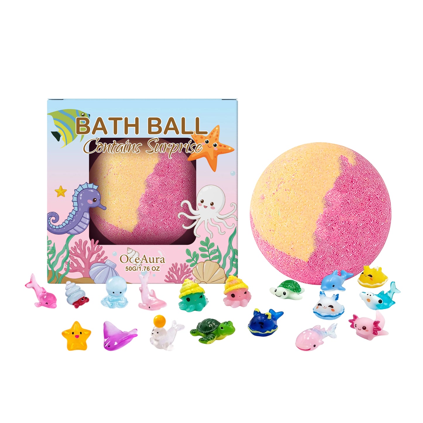 12pcs Organic Bath Bombs Set with Surprise Toys Inside Essential Oi Moisturizing Skin Care Relaxing Bathtime Gift for Boys Girls