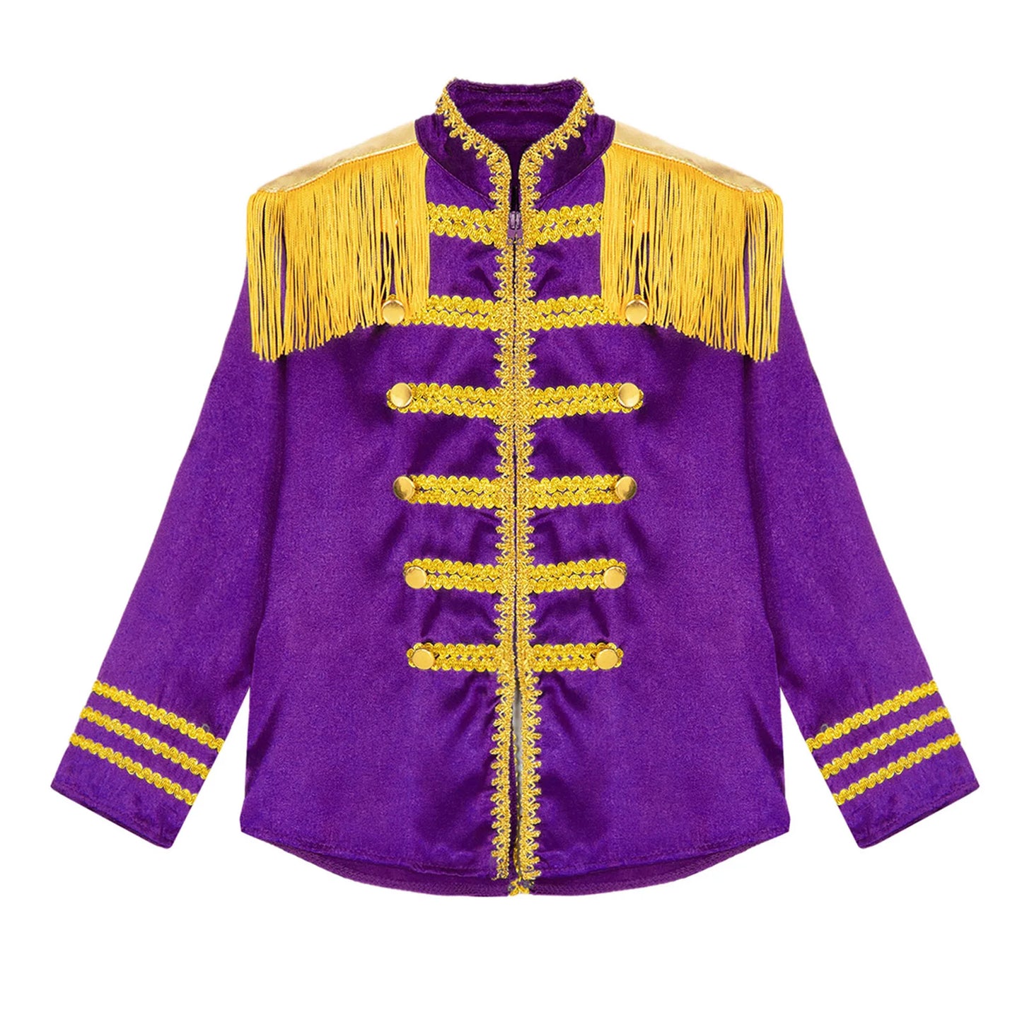 Kids Girls 60s Retro Hippie Rock Band Musician Costume Halloween Cosplay Carnival Party Circus Drummer Parade Tassel Jacket Coat