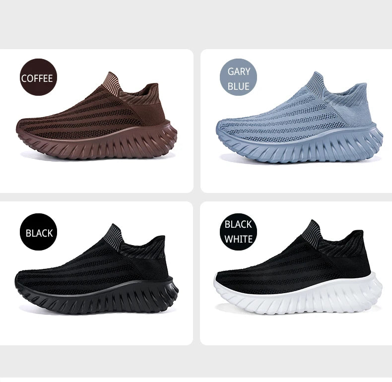 Men's Slip On Casual Sport Shoes Comfortable Knitted Fabric Non-Slip EVA Sole Soft Walking Shoes Women's Sneakers Unsiex Loafers