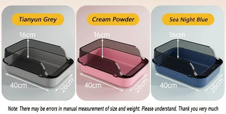 Cat Litter Box Semi-enclosed Thickening Kitty Sandbox High Side Splashproof Pet Bedpans Supplies Pet Toilet Kitten Tray Bedpan
