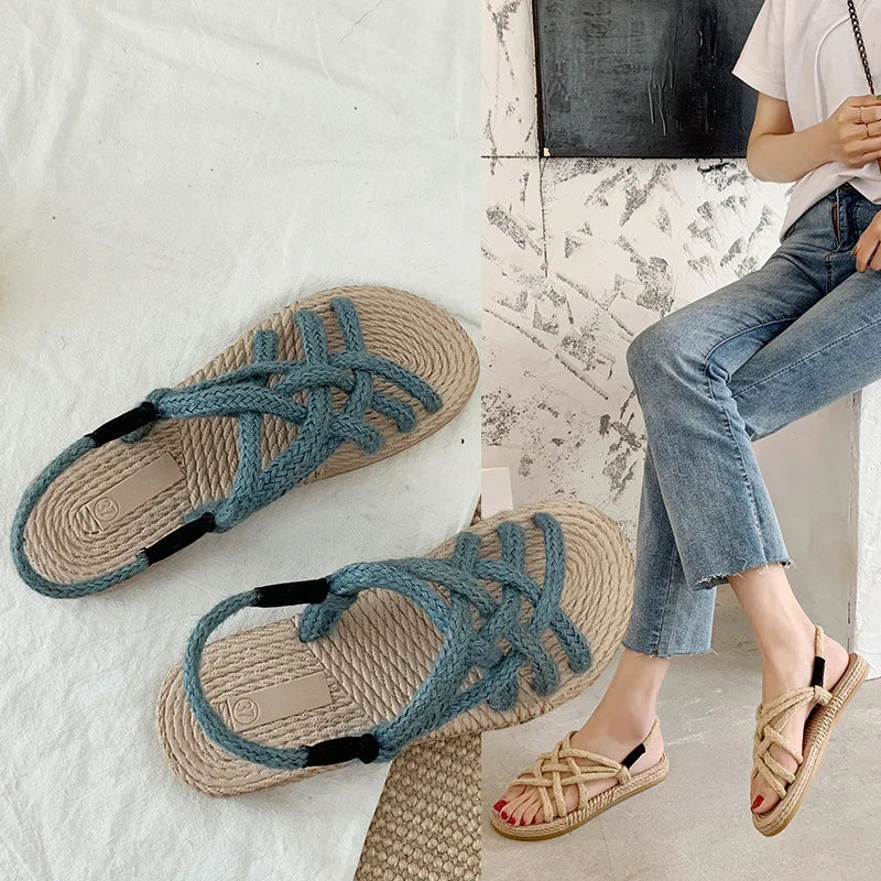 Woman Sandals Shoes Braided Rope with Traditional Casual Style and Simple Creativity Fashion Sandals Women Summer Shoes Zapatos
