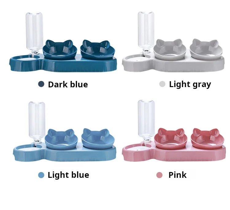 New hot selling cat bowl double bowl pet feeder with anti slip cat paw design, feeding supplies for cats and pets