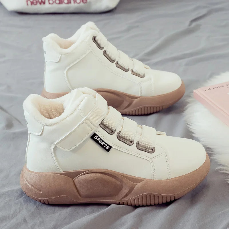 CINESSD Version of High-top Shoes for Female Students Trend of Casual Running Shoe Comfortable Lace-up Sneakers Female Shoes