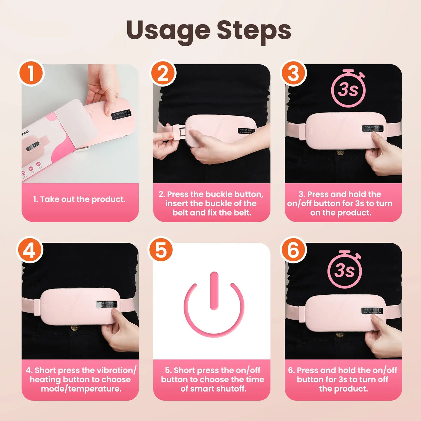 Cordless Electric Heating Pad Belt Adjustable Levels for Women Best Abdominal Heating Massager Hot Compress for Menstrual Period