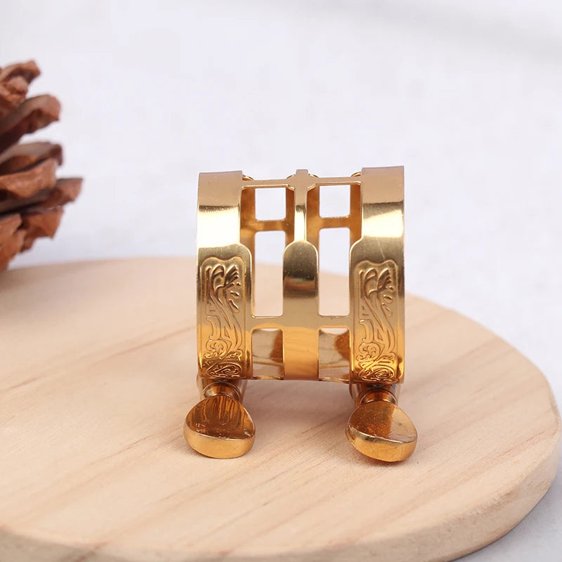 {QTG333} Double Screw Adjustment Saxophone Ligature Gold Color Copper Compact Durable For Alto Sax Saxophone Ligature Fastener