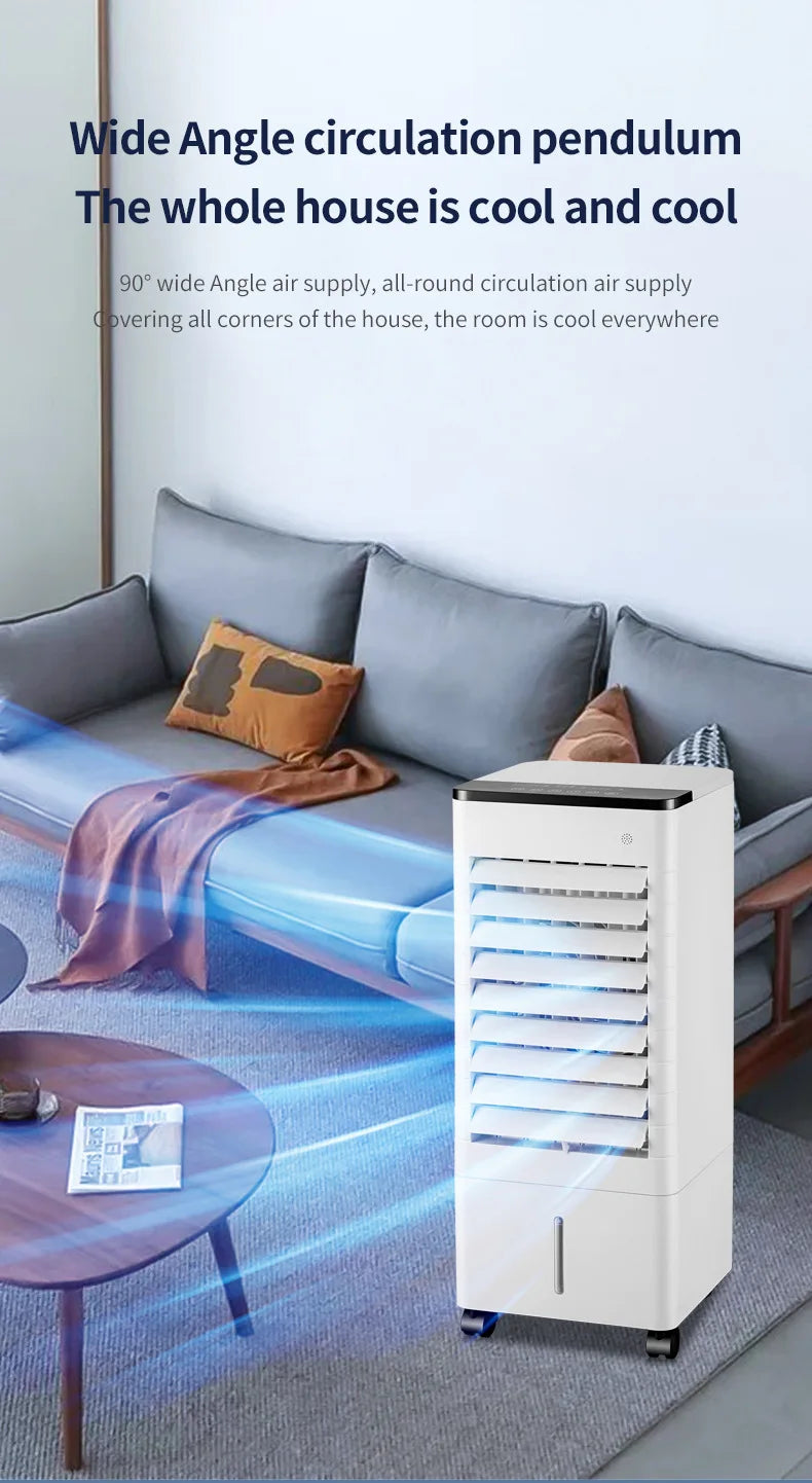 Portable Air Conditioner Fan Intelligent Cooling Fan with Remote Control Wide-angle Air Supply Ice Crystal for Home Use