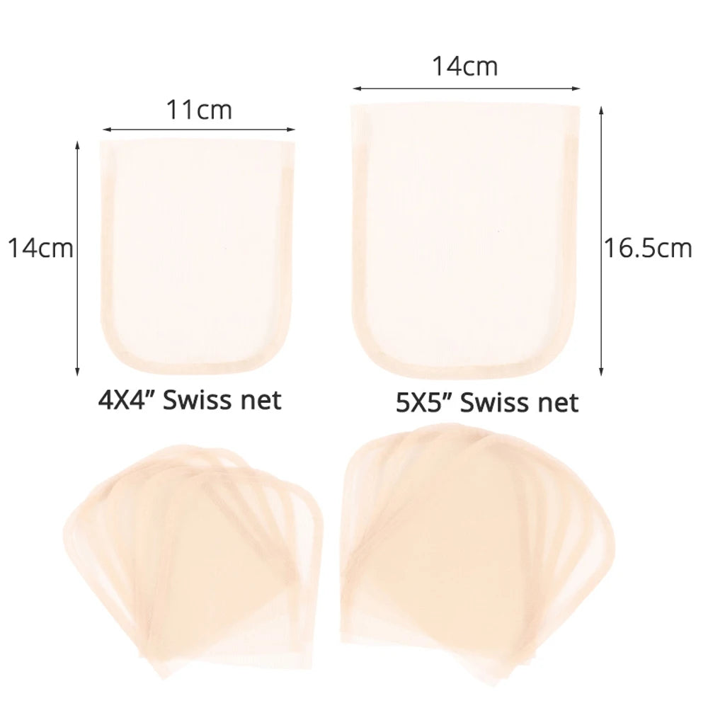 Plussign Transparent Brown Swiss Lace Hairnets 2*4 2*6 4*4 5*5 13*4 13*6 Base Hair Net For Making Lace Frontl Closure 3Pcs