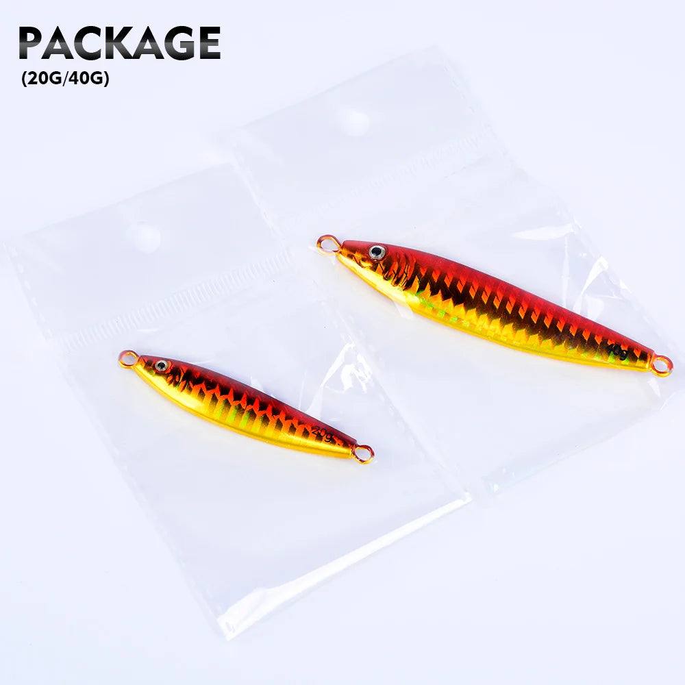 Proberos 20g-200g Metal Jig 3D Print Shore Trolling Spoon Hard Fishing Lure 1PC Artificial Laser Body Shiny Luminous Tackles