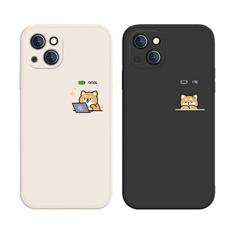 Funny Work Hard Shiba Inu Dog Phone Case For iPhone 17 16 15 11 12 14 13 Pro Max Mini X XR 7 8 Plus SE 16E Air Soft Cover Fundas