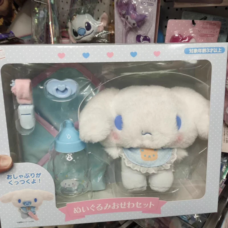 2025 Sanrios Baby Pacifier Bottle Plush Set  Kuromi Hellokitty Cinnamoroll My Melody Baby Dress Up Suit Gifts Christmas Gifts