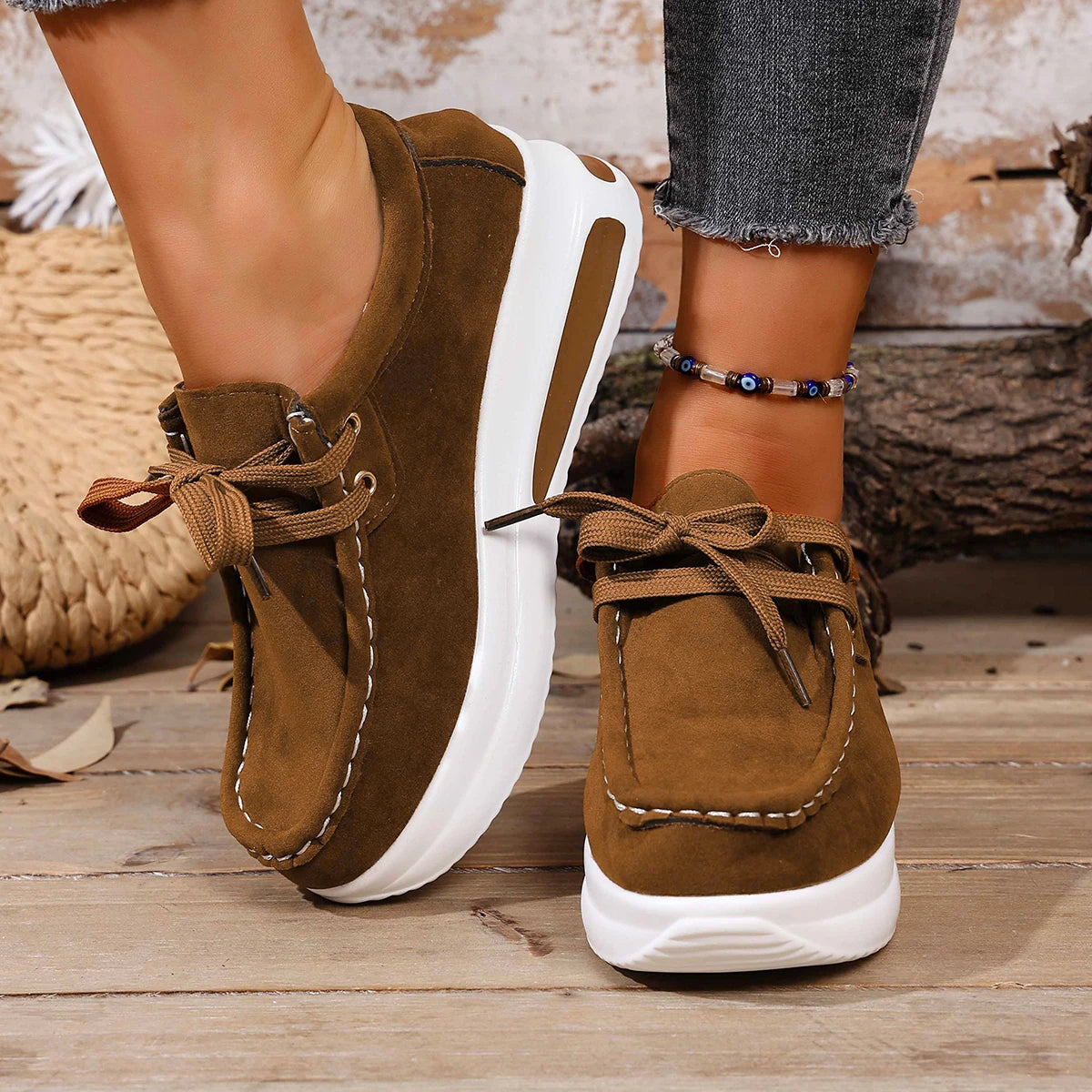 Spring/Autumn Sneakers Women Running Shoes Outdoor Breathable Lace-up Thick Bottom Casual Comfortable Shoe Large Size 36~43