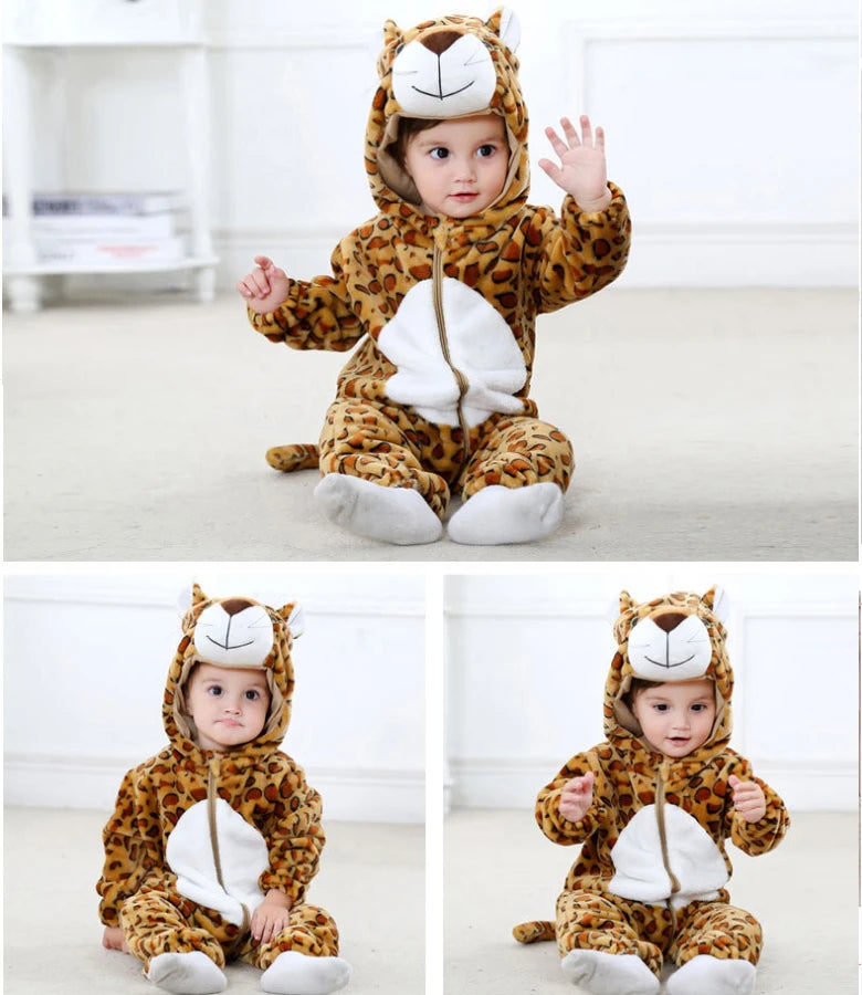 Autumn Winter Cartoon Style Winter Long Sleeve Baby Boys Girls Rompers Toddler Kids Playsuit Jumpsuits Baby Clothes Child Onesie