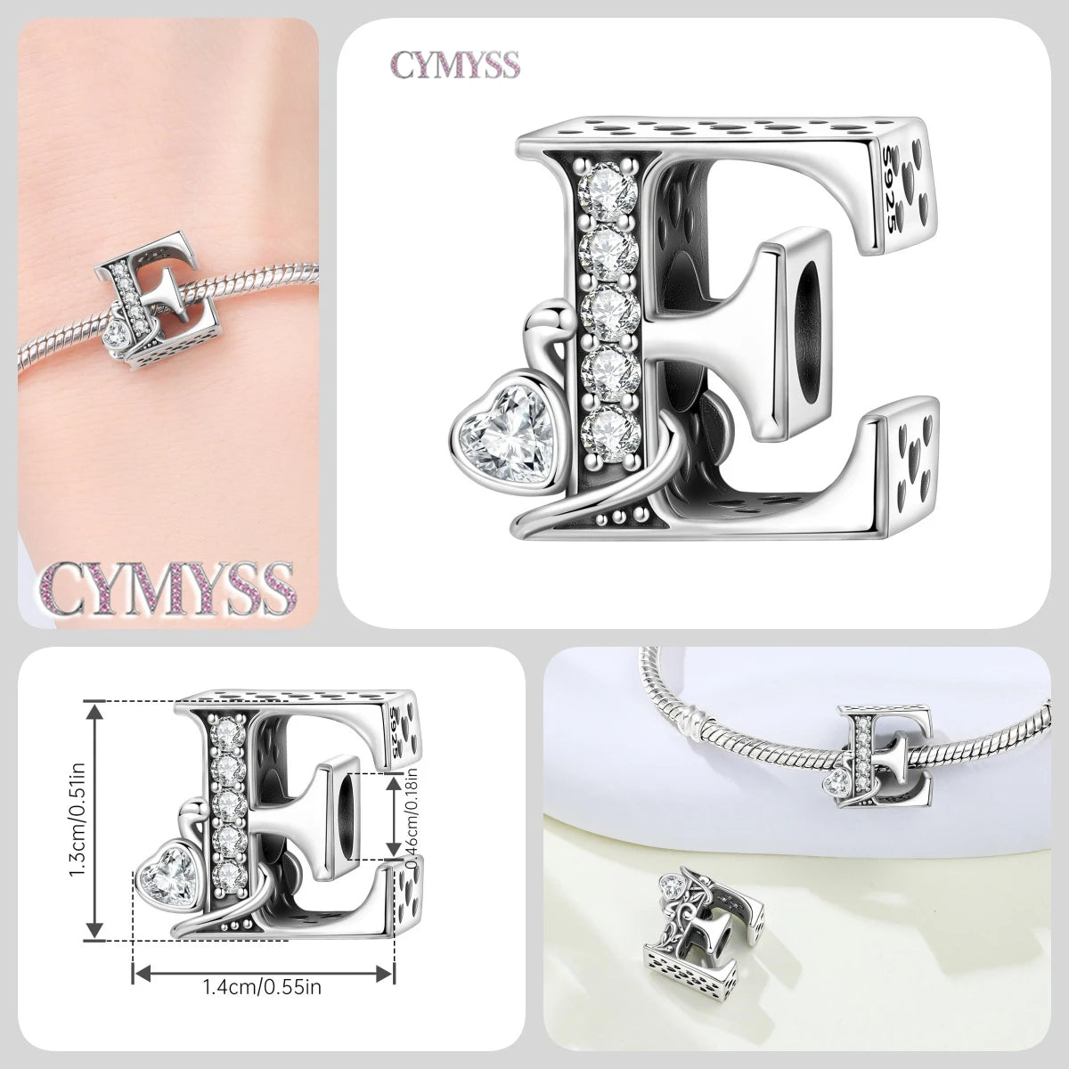 2026 New 925 Sterling Silver Zircon Scroll Grass Pattern 26 Letter Bead Charms for Women Fit DIY Bracelet Necklace Jewelry Gift