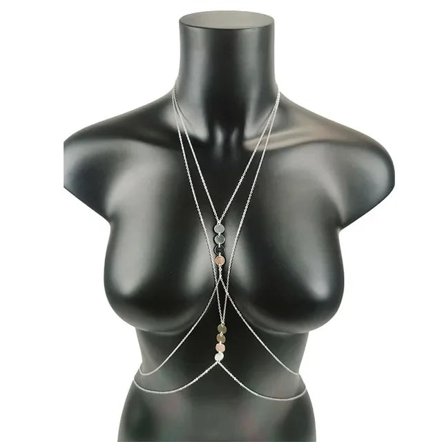 Sexy Chest Chain Bikini Female Body Belly Chains for Women Chain Necklace Round Sequin Cross Waist Chains