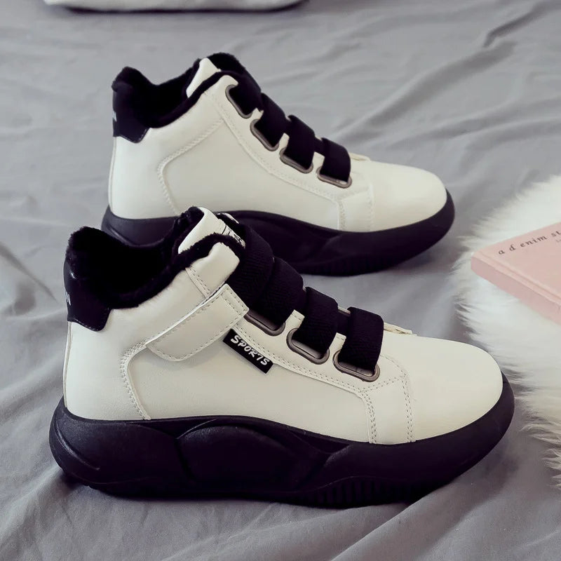 CINESSD Version of High-top Shoes for Female Students Trend of Casual Running Shoe Comfortable Lace-up Sneakers Female Shoes