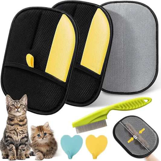 Reusable Cat Grooming 3pcs Gloves Electrostatic Pet Hair Removal Mitts Cat Hair Remover Brush Sticking Device Home Hair Scraper