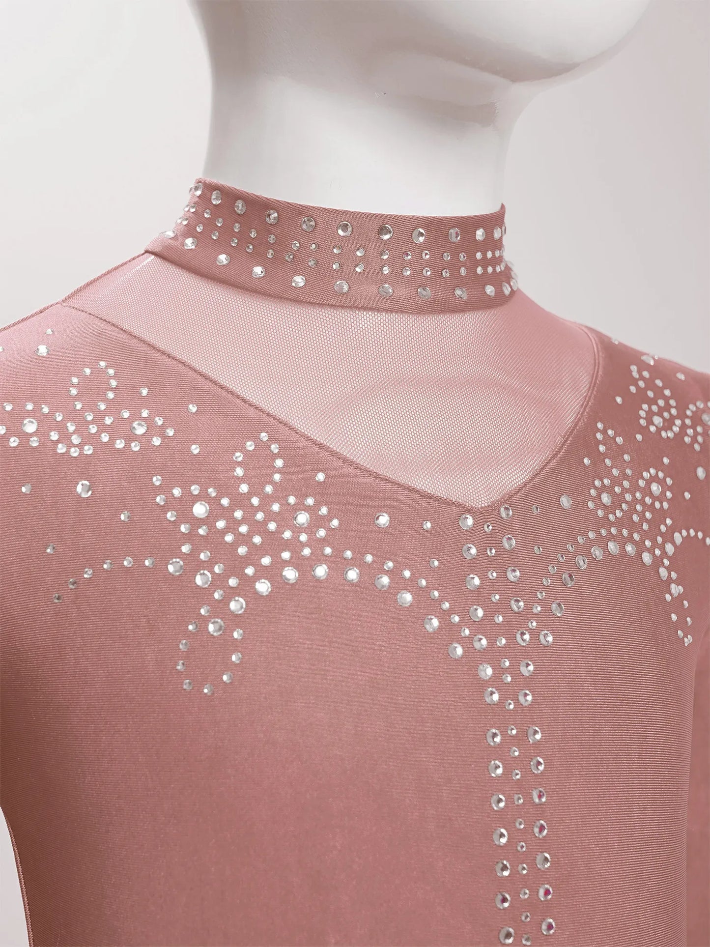 Girls Leotards Jumpsuit for Jazz Latin Skating Competition Costume Tassels Long Sleeve Rhinestones Bodysuit Modern Dancewear