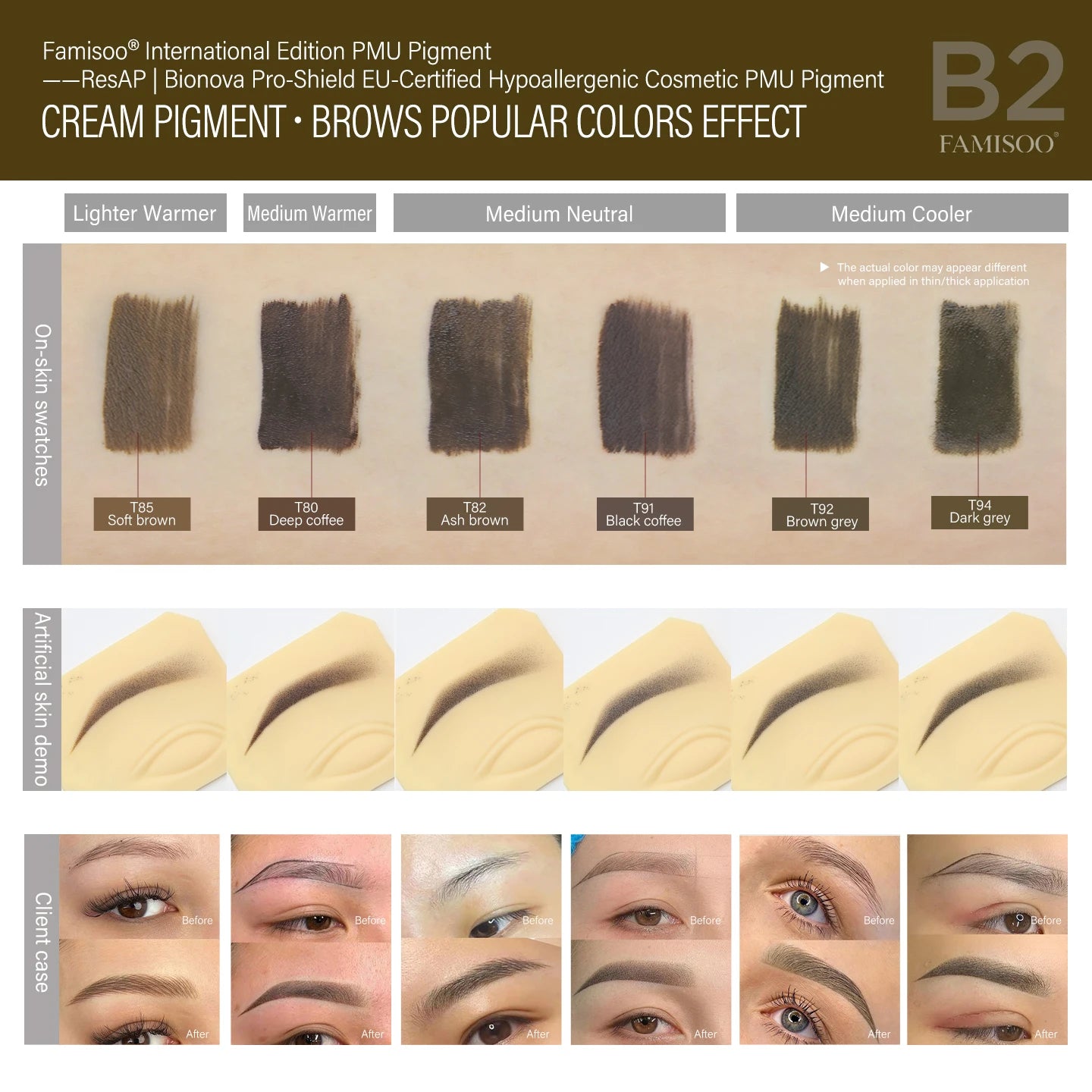 FAMISOO 15ml Permanent Makeup Pigment Microblading Paint Ink Body Art Eyebrows Eyeliner Tattoo Inks Makeup Supplies 0.5OZ