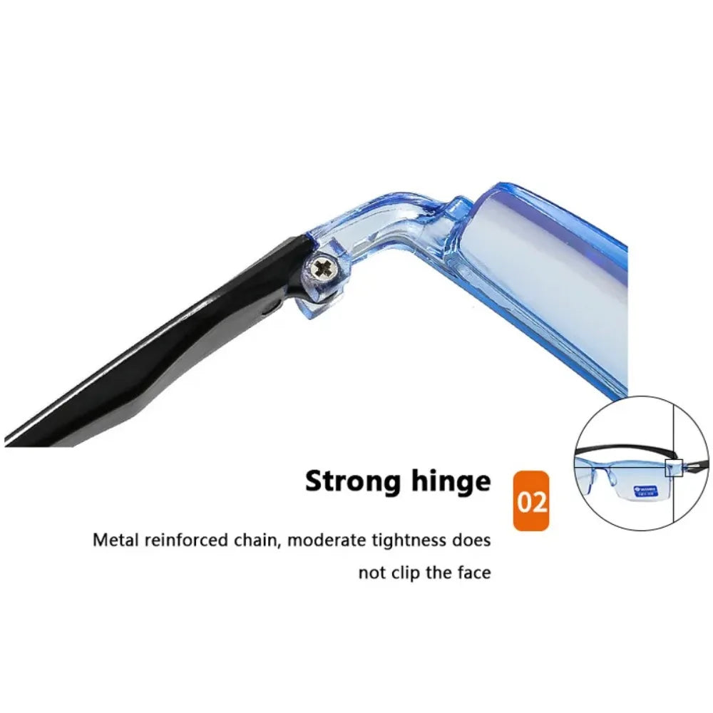 Smart Automatic Zoom Reading Glasses Ultralight Rimless Anti Blue-ray Radiation Protection Optical Blue Light Glasses Unisex