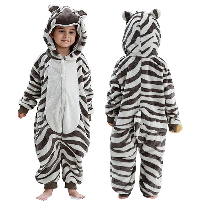 MICHLEY Christmas Capybara Flannel Blanket Sleepers Onesie Hooded Children Costume Clothes Jumpsuit Sleepwear For Boys Girls