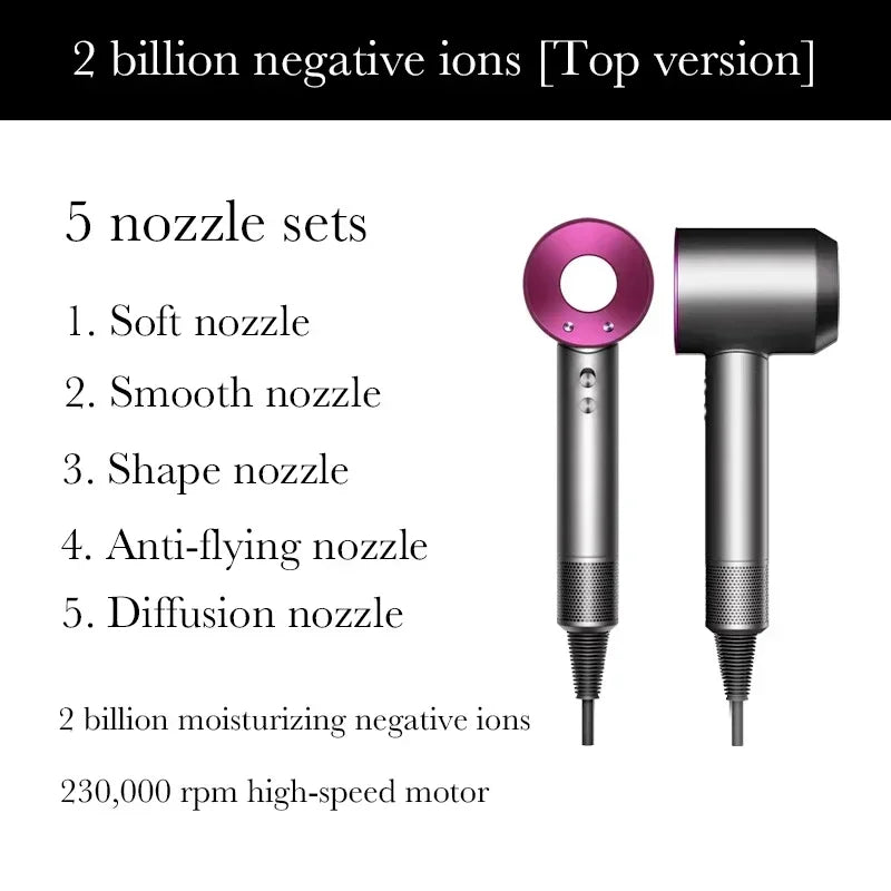 New Super Hair Dryer 220V Leafless Hair Dryer Personal Hair Care Styling Negative Ion Tool Schedule Negative Ion Electric Dryer
