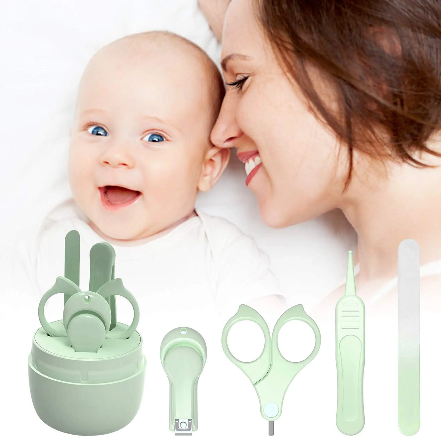 Baby Nail Clippers Set Baby Nail Care with Cute Case Includes Clipper Safety Scissors Tweezers Nail File Rounded Tips for Safety