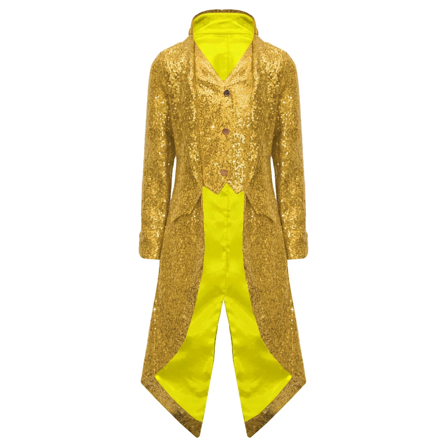Kids Boys Halloween Medieval Renaissance Costume Sparkly Sequins Victorian Tailcoat Jacket Frock Coat Long Sleeve Gothic Tuxedo