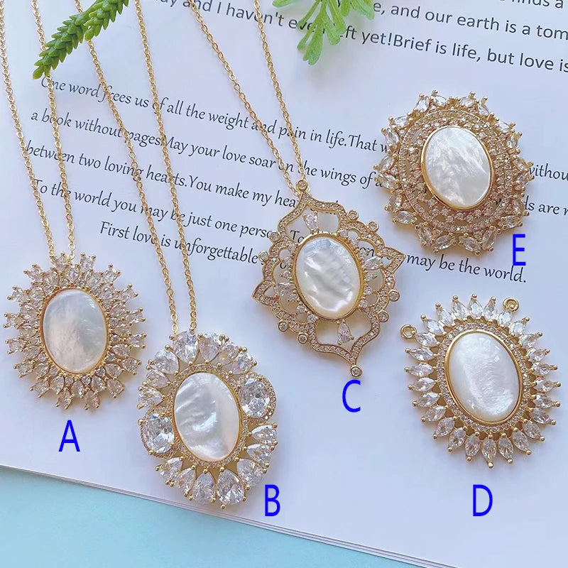 5 Pcs Shell Pendant Necklace Colorful Crystal Shell shape Pendant Necklace Fashion women Necklace Fashion Jewelry 52452