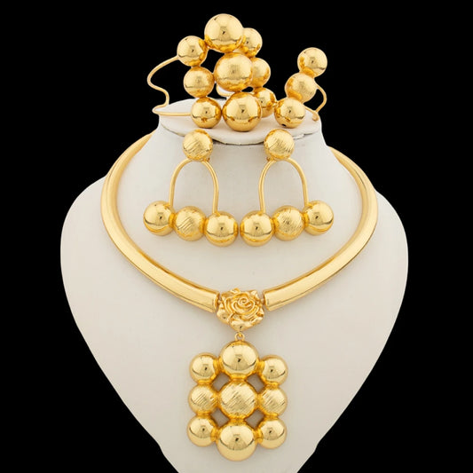 Jewelry Set for Women Luxury Pendant Necklace and Dangle Earrings Weddings Bridal Bangle Ring Set Gifts ﻿