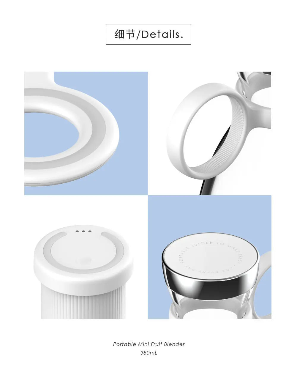 Portable Electric Juicer Cup USB Rechargeable Mini Blender Bottle for Fruit Smoothie Juice Vegetable Travel